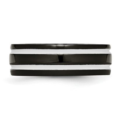 Titan 8mm Schwarz Ip Beschichtet Poliert Ring