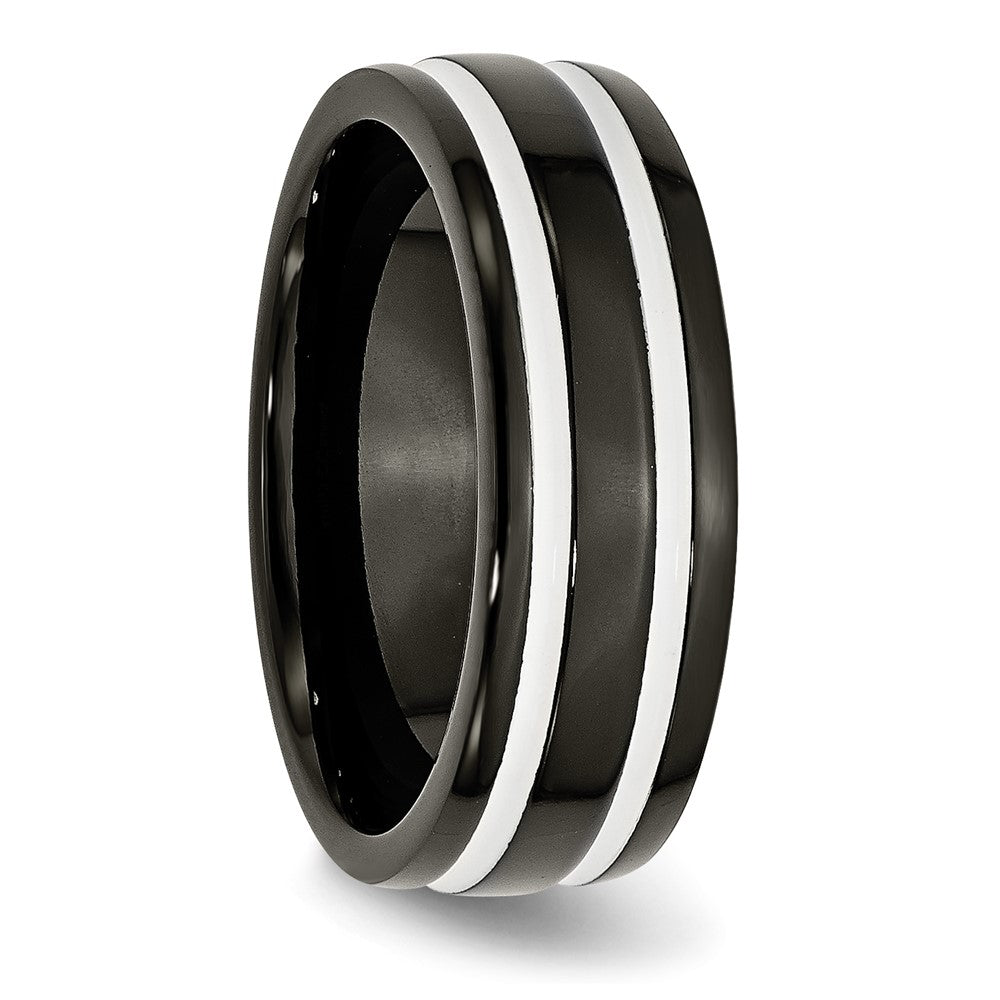 Titan 8mm Schwarz Ip Beschichtet Poliert Ring