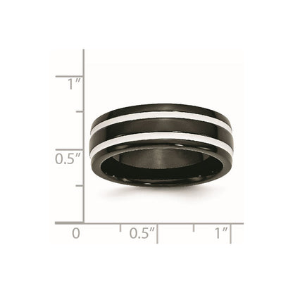 Titan 8mm Schwarz Ip Beschichtet Poliert Ring