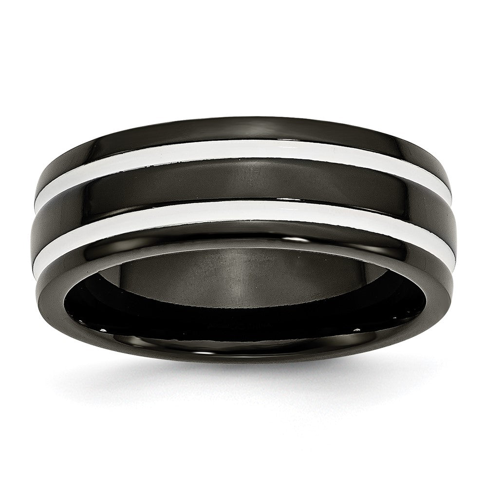 Titan 8mm Schwarz Ip Beschichtet Poliert Ring