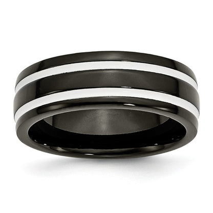 Titan 8mm Schwarz Ip Beschichtet Poliert Ring