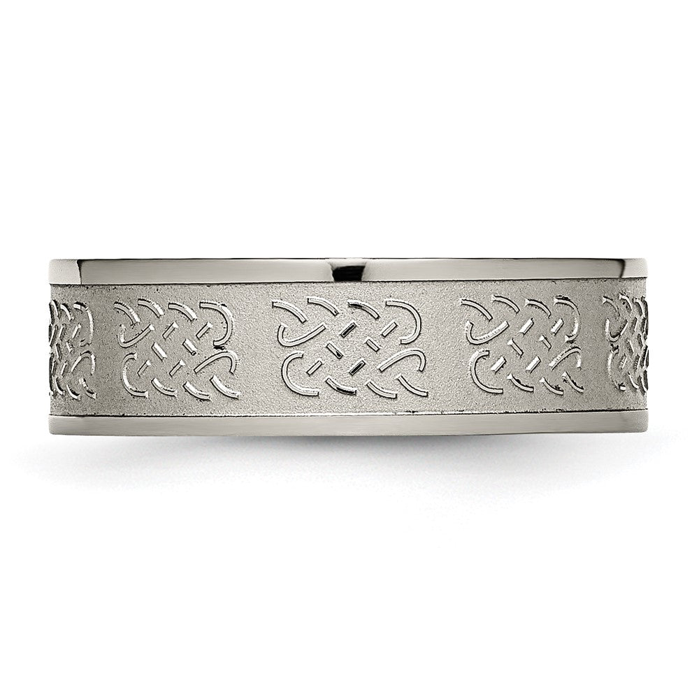 Titan Satiniert Mittig 7mm Fantasie Design Ring