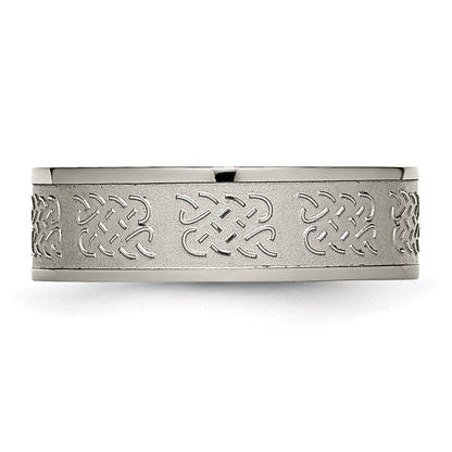 Titan Satiniert Mittig 7mm Fantasie Design Ring