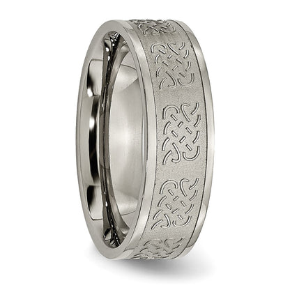 Titan Satiniert Mittig 7mm Fantasie Design Ring