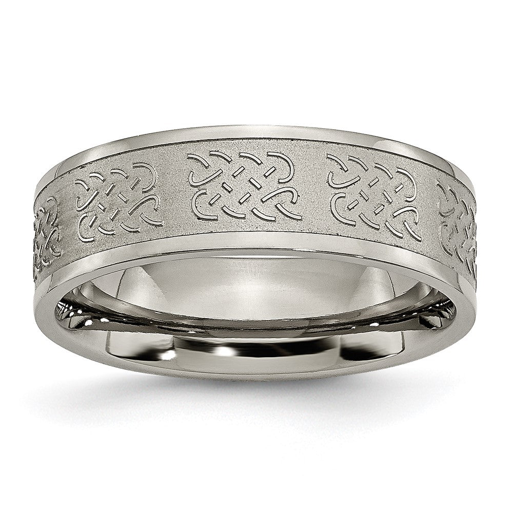 Titan Satiniert Mittig 7mm Fantasie Design Ring