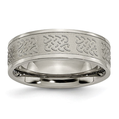 Titan Satiniert Mittig 7mm Fantasie Design Ring