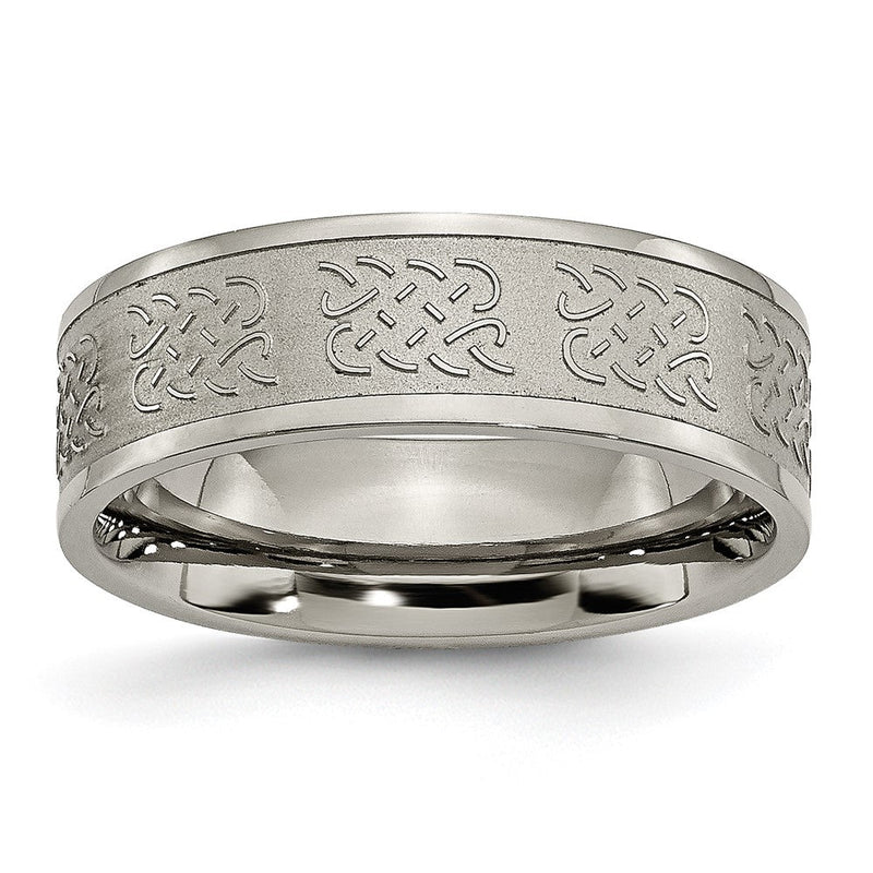Titan Satiniert Mittig 7mm Fantasie Design Ring