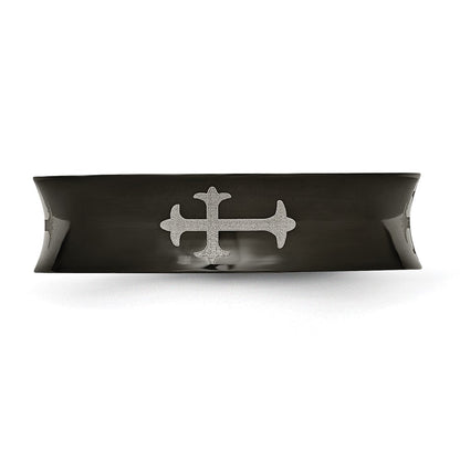 Titan Kreuz Schwarz Ip Beschichtet 6mm Konkav Ring