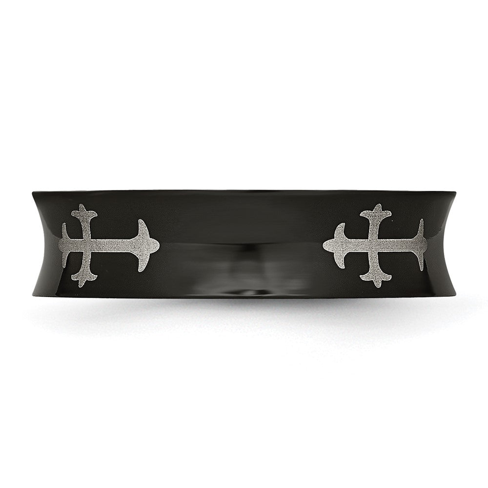 Titan Kreuz Schwarz Ip Beschichtet 6mm Konkav Ring