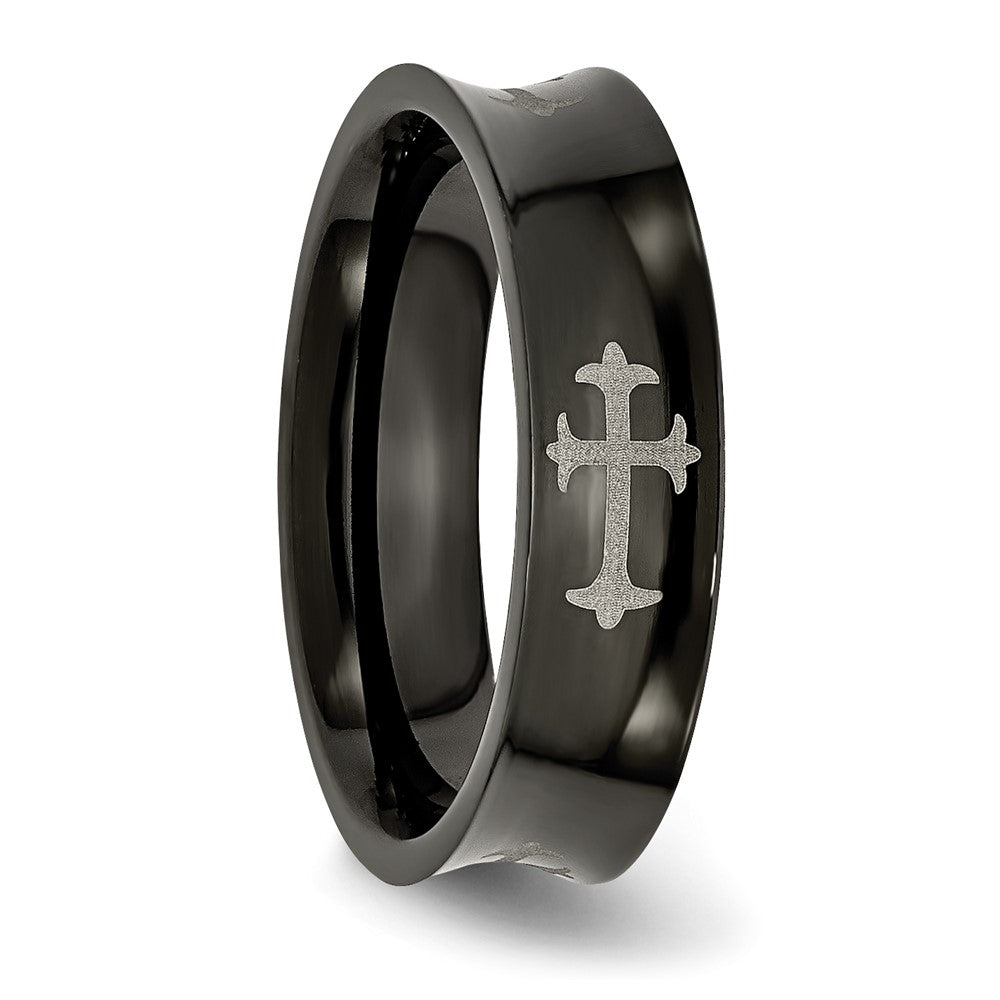 Titan Kreuz Schwarz Ip Beschichtet 6mm Konkav Ring