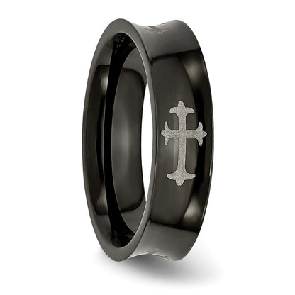 Titan Kreuz Schwarz Ip Beschichtet 6mm Konkav Ring