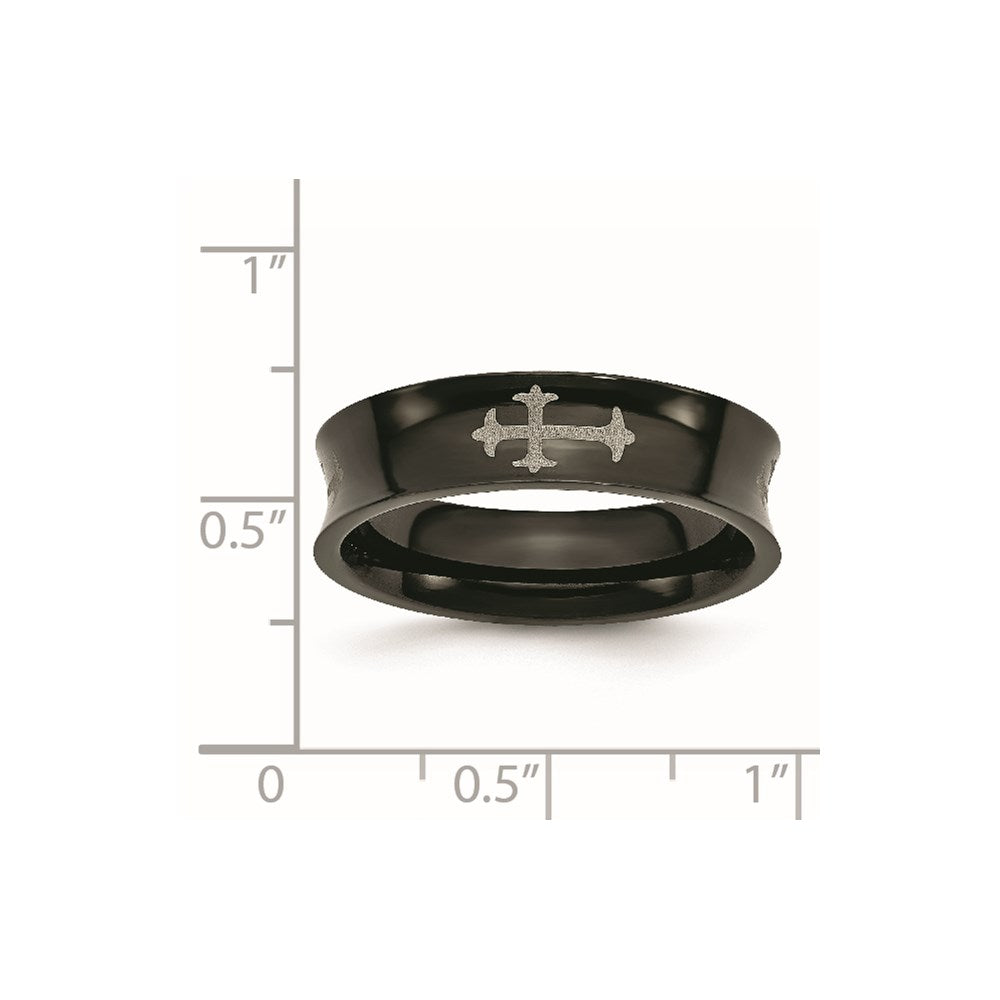 Titan Kreuz Schwarz Ip Beschichtet 6mm Konkav Ring