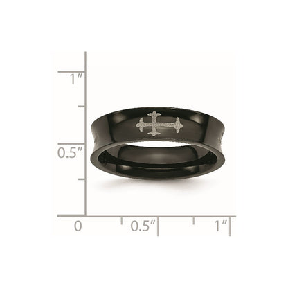 Titan Kreuz Schwarz Ip Beschichtet 6mm Konkav Ring