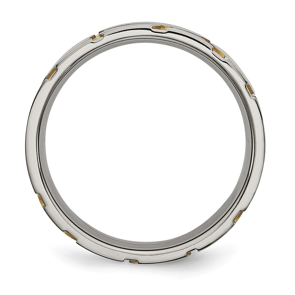Titan Gebürstet Gelb Ip Beschichtet 6mm Gerillt Ring
