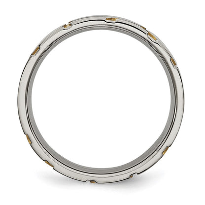 Titan Gebürstet Gelb Ip Beschichtet 6mm Gerillt Ring