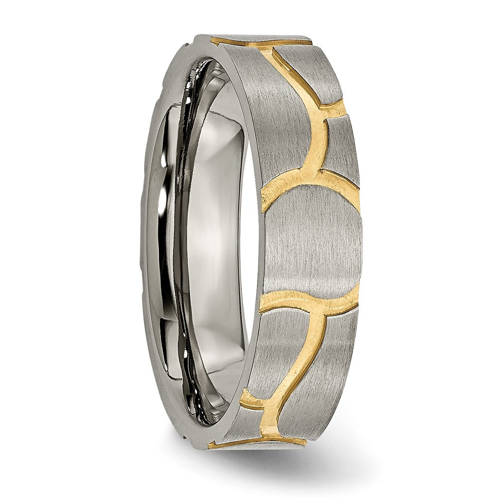 Titan Gebürstet Gelb Ip Beschichtet 6mm Gerillt Ring