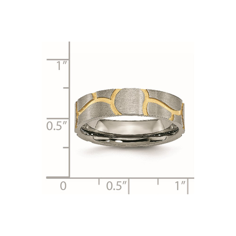 Titan Gebürstet Gelb Ip Beschichtet 6mm Gerillt Ring
