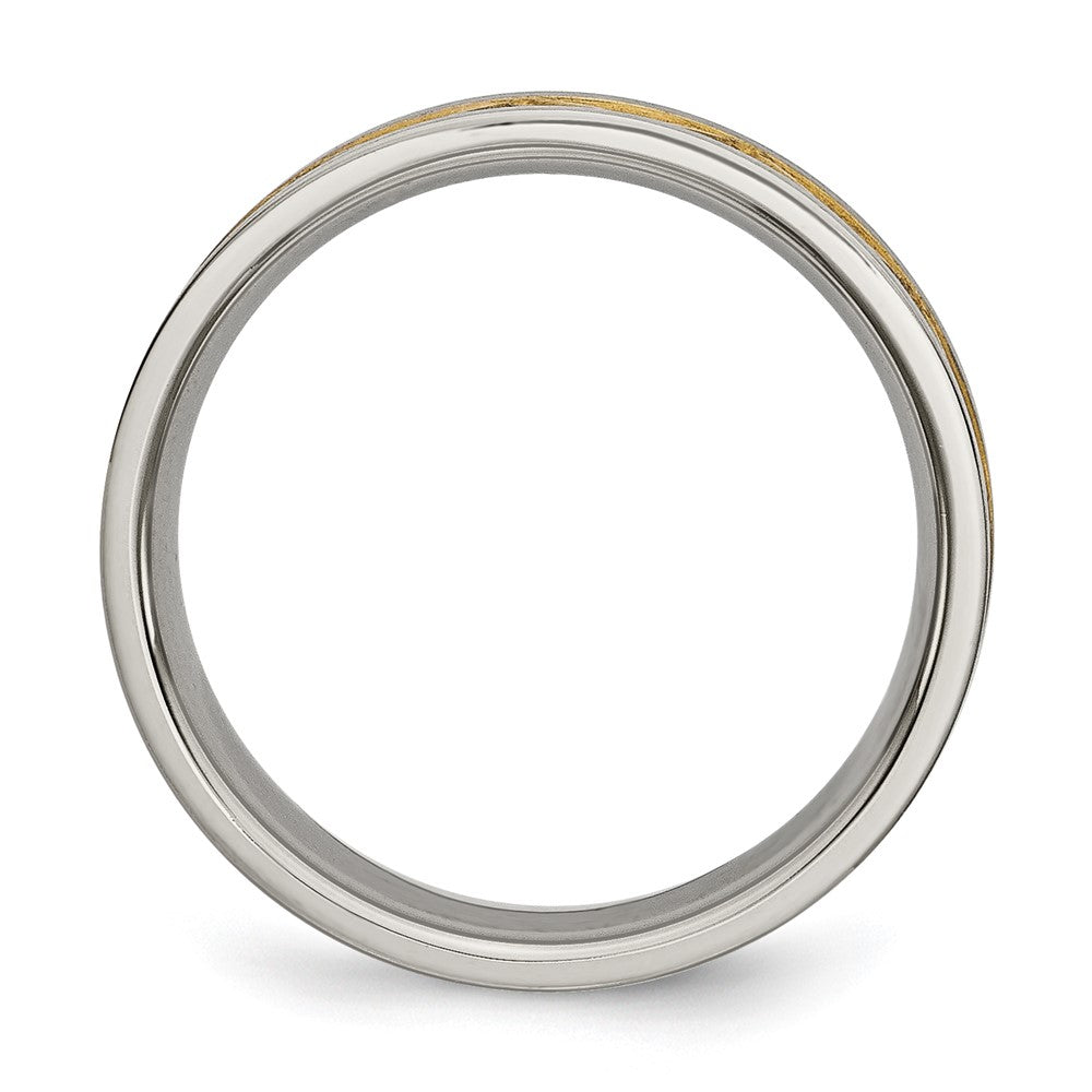 Titan Gebürstet und Gelb Ip Beschichtet Damen 6mm Ring