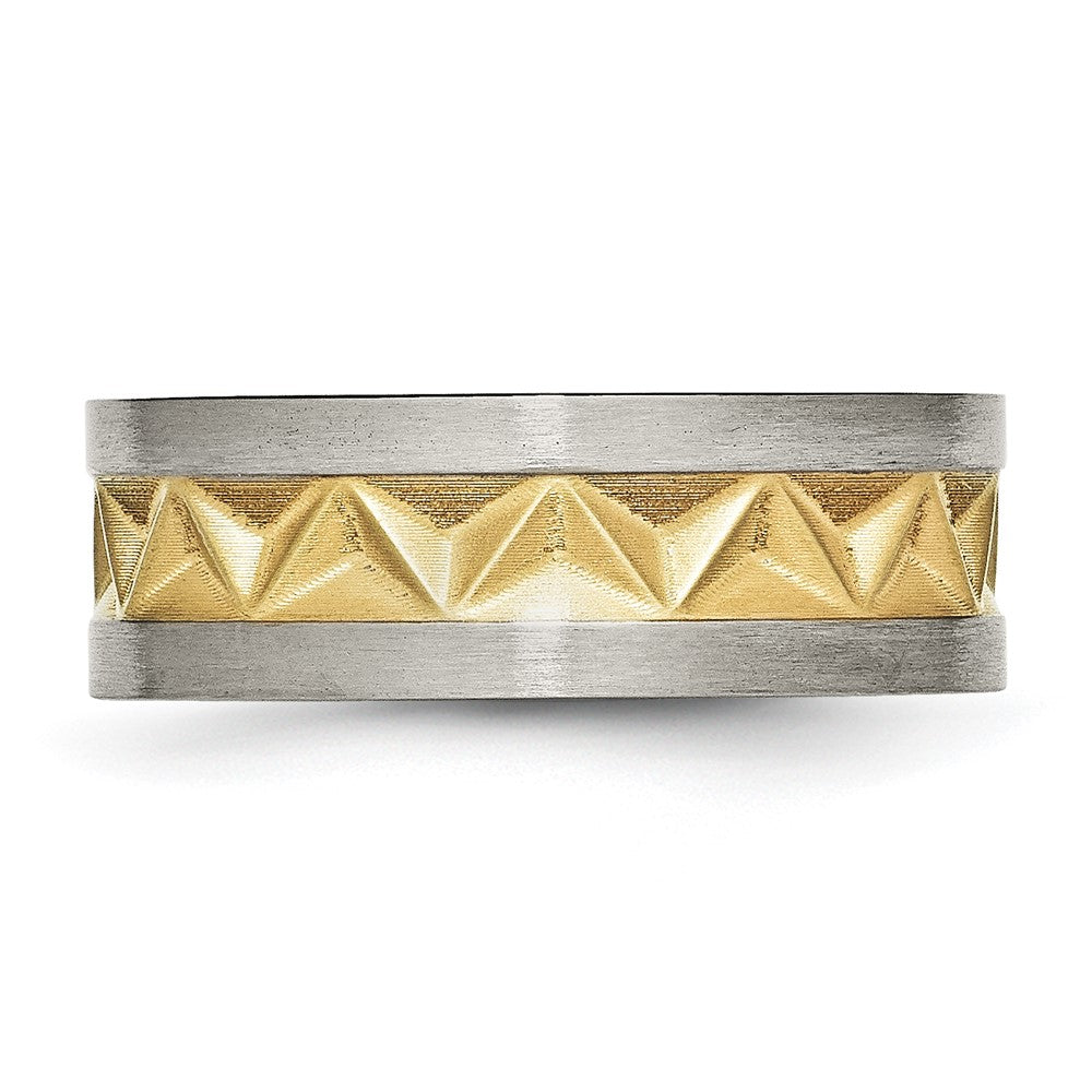 Titan Gebürstet und Gelb Ip Beschichtet Herren 8mm Ring