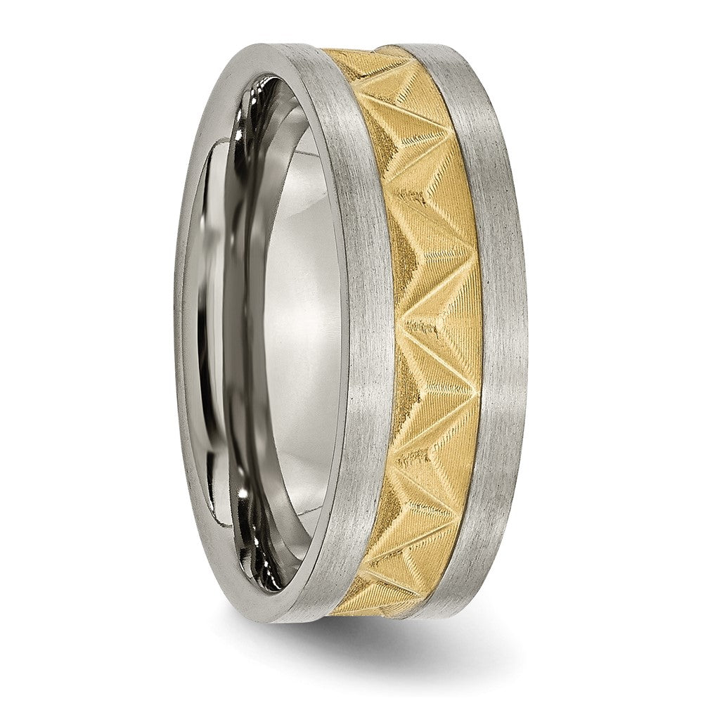 Titan Gebürstet und Gelb Ip Beschichtet Herren 8mm Ring