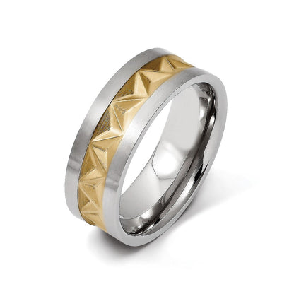 Titan Gebürstet und Gelb Ip Beschichtet Herren 8mm Ring