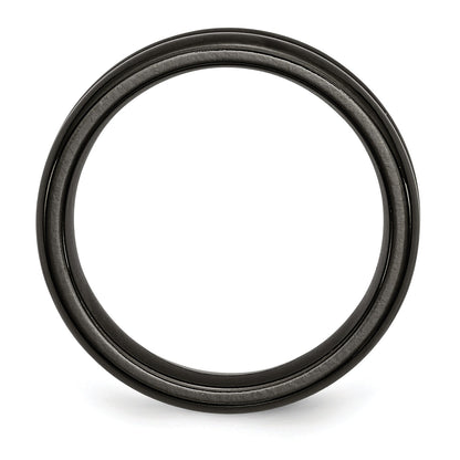 Titan Schwarz Ti Gewölbt 6mm Poliert Ring