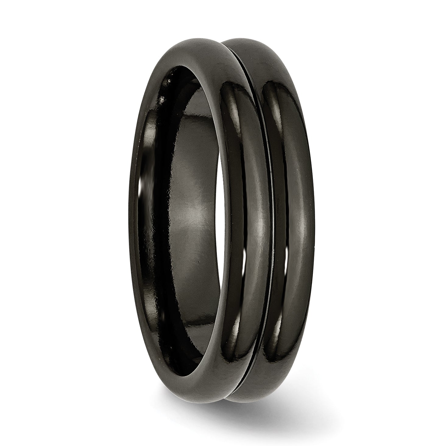 Titan Schwarz Ti Gewölbt 6mm Poliert Ring