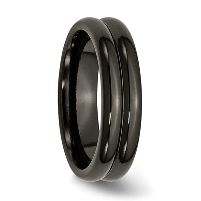 Titan Schwarz Ti Gewölbt 6mm Poliert Ring