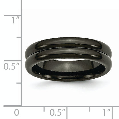 Titan Schwarz Ti Gewölbt 6mm Poliert Ring