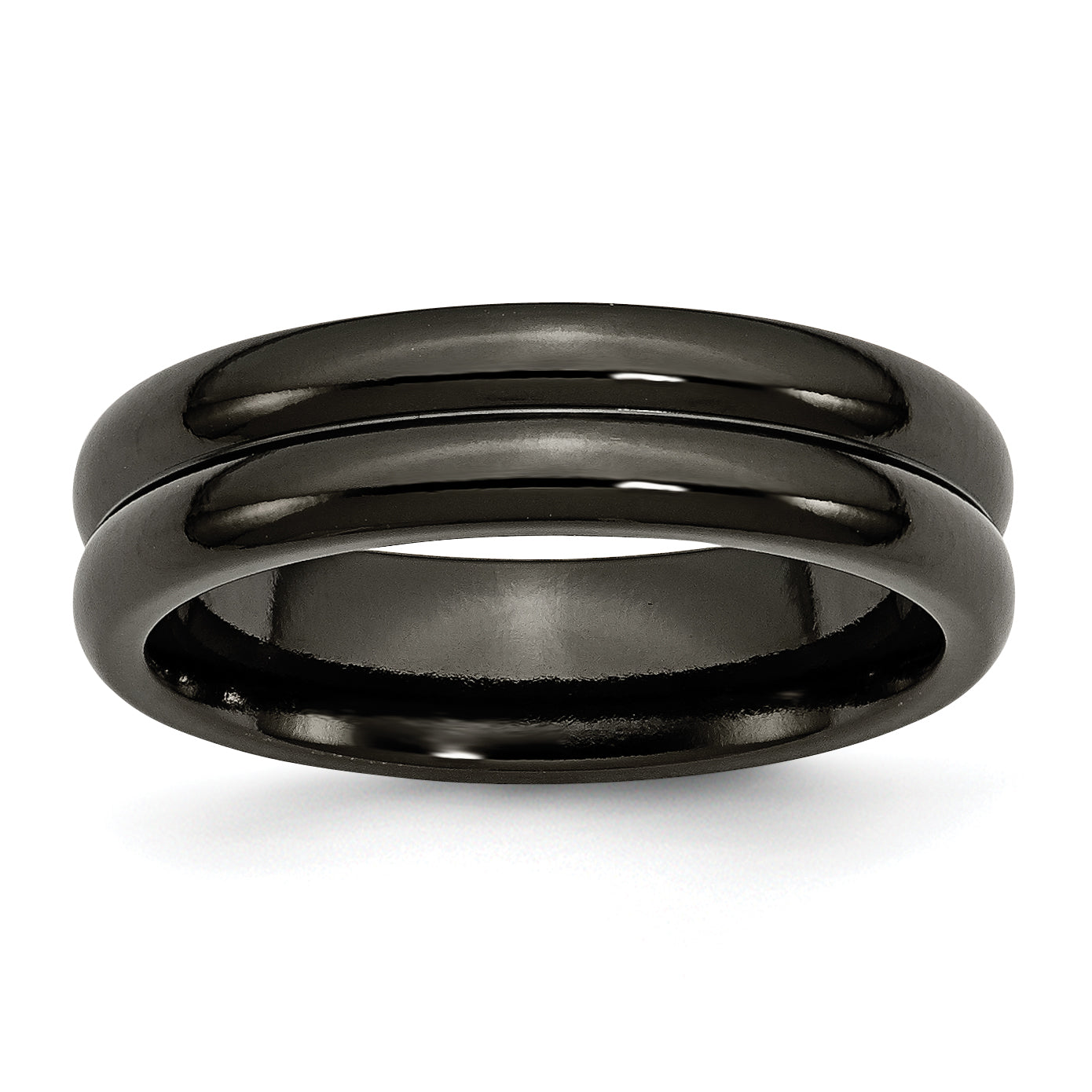 Titan Schwarz Ti Gewölbt 6mm Poliert Ring