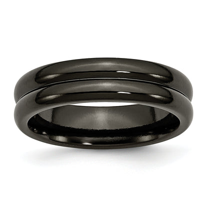 Titan Schwarz Ti Gewölbt 6mm Poliert Ring