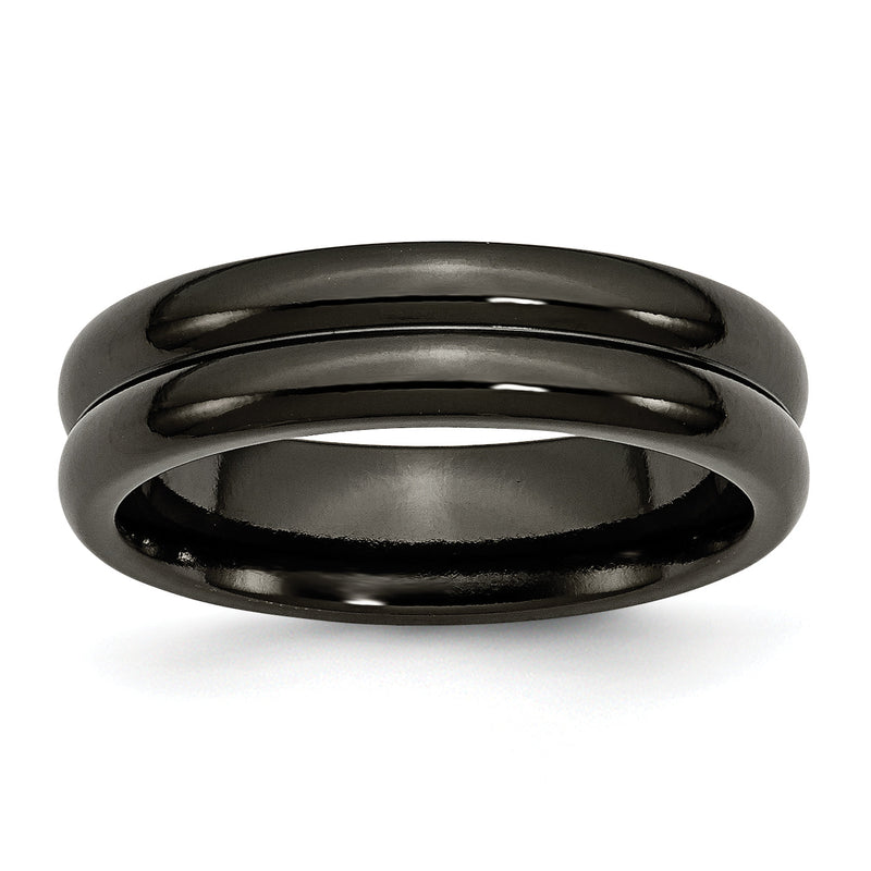 Titan Schwarz Ti Gewölbt 6mm Poliert Ring
