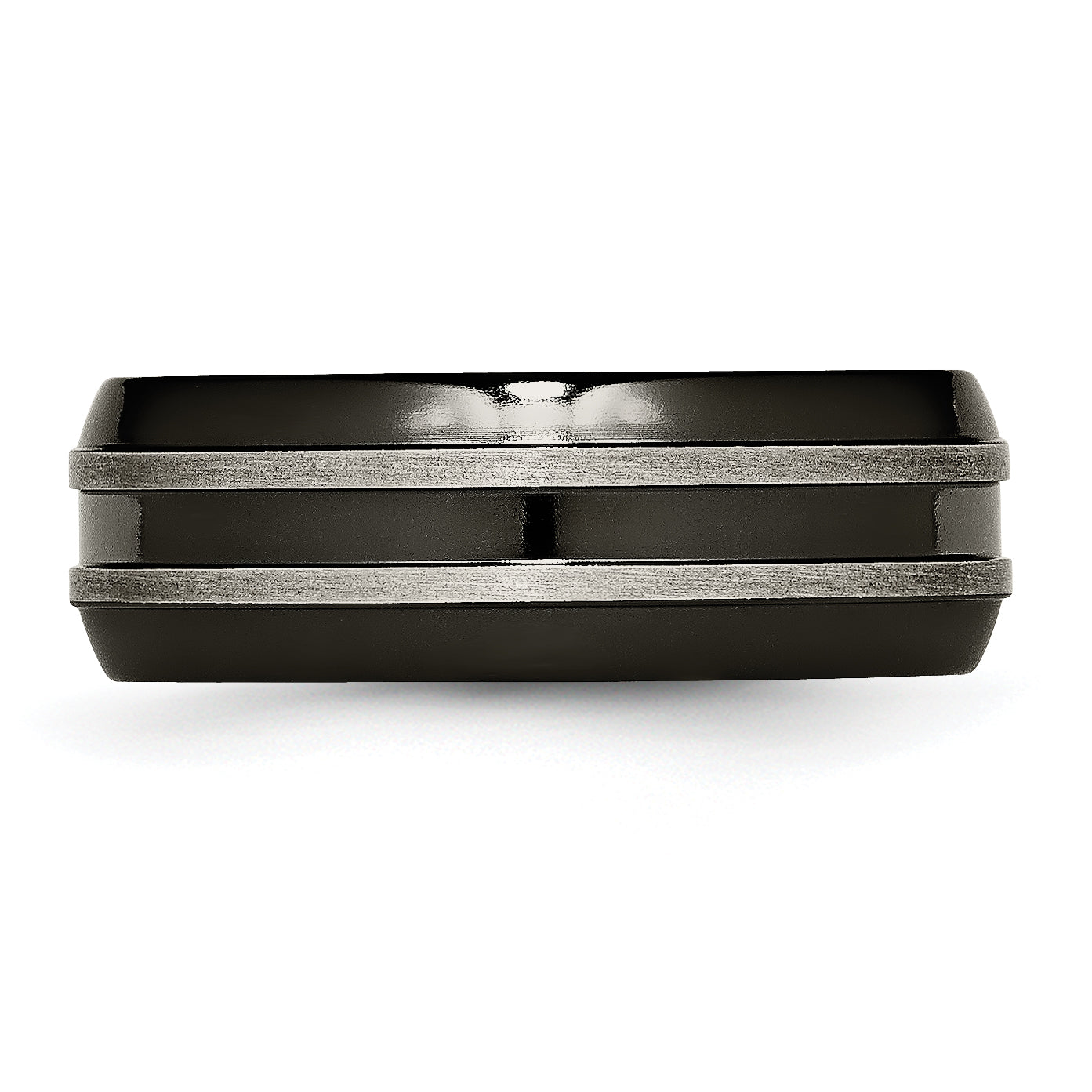 Titan Grau & Schwarz Ti Gebürstet und Poliert 8mm Ring