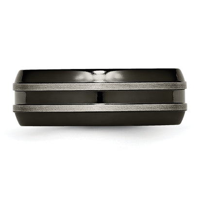 Titan Grau & Schwarz Ti Gebürstet und Poliert 8mm Ring