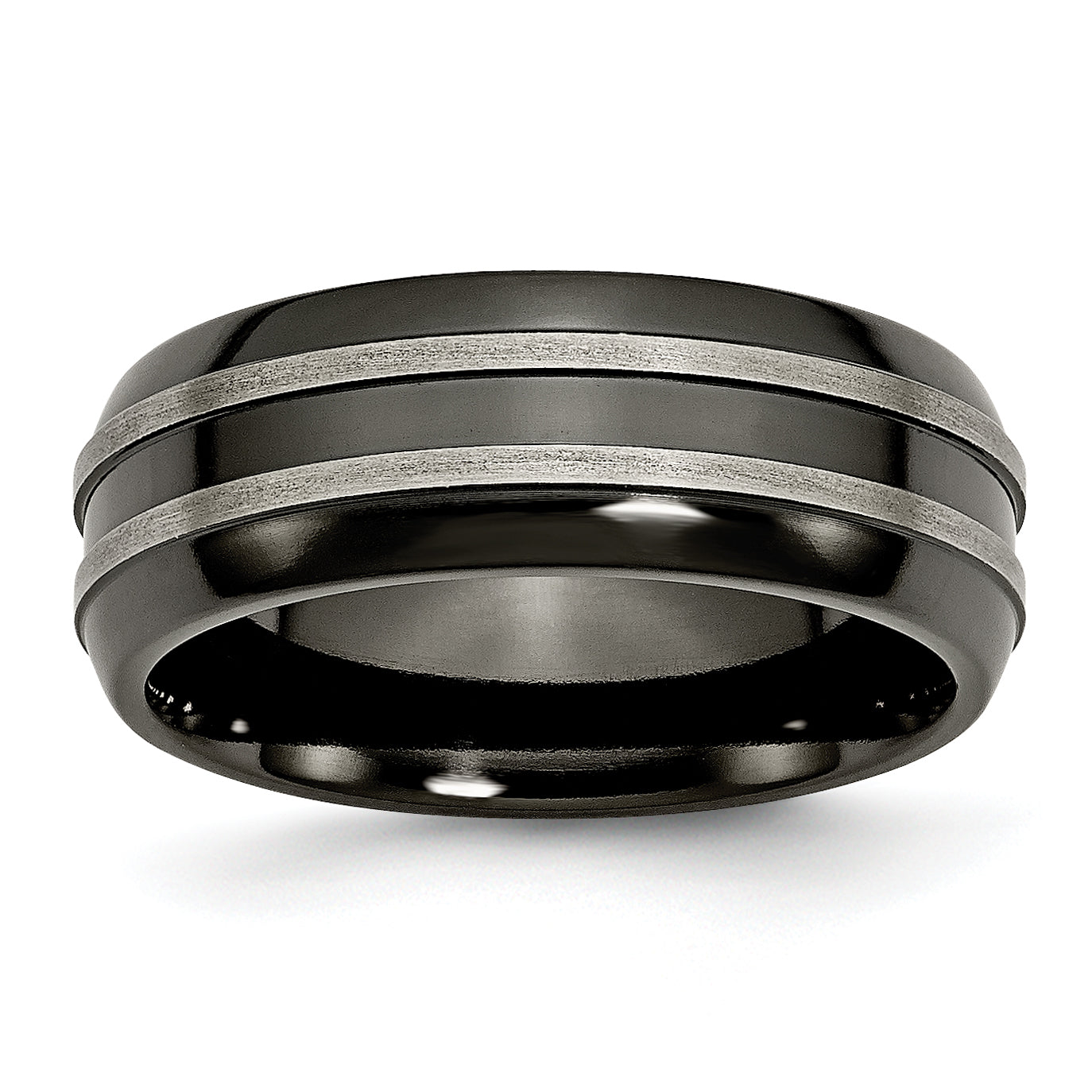 Titan Grau & Schwarz Ti Gebürstet und Poliert 8mm Ring