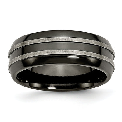 Titan Grau & Schwarz Ti Gebürstet und Poliert 8mm Ring
