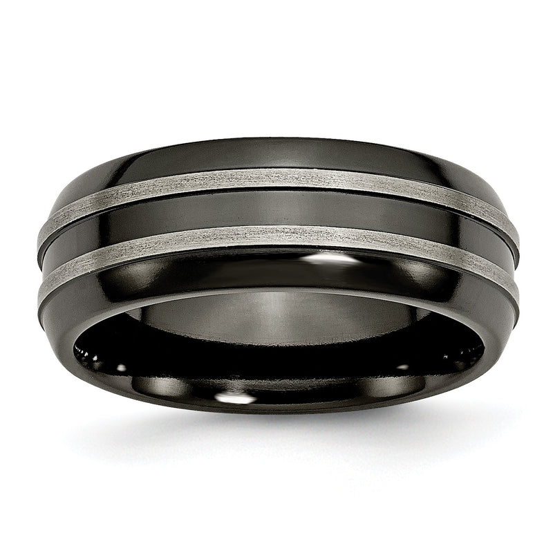 Titan Grau & Schwarz Ti Gebürstet und Poliert 8mm Ring