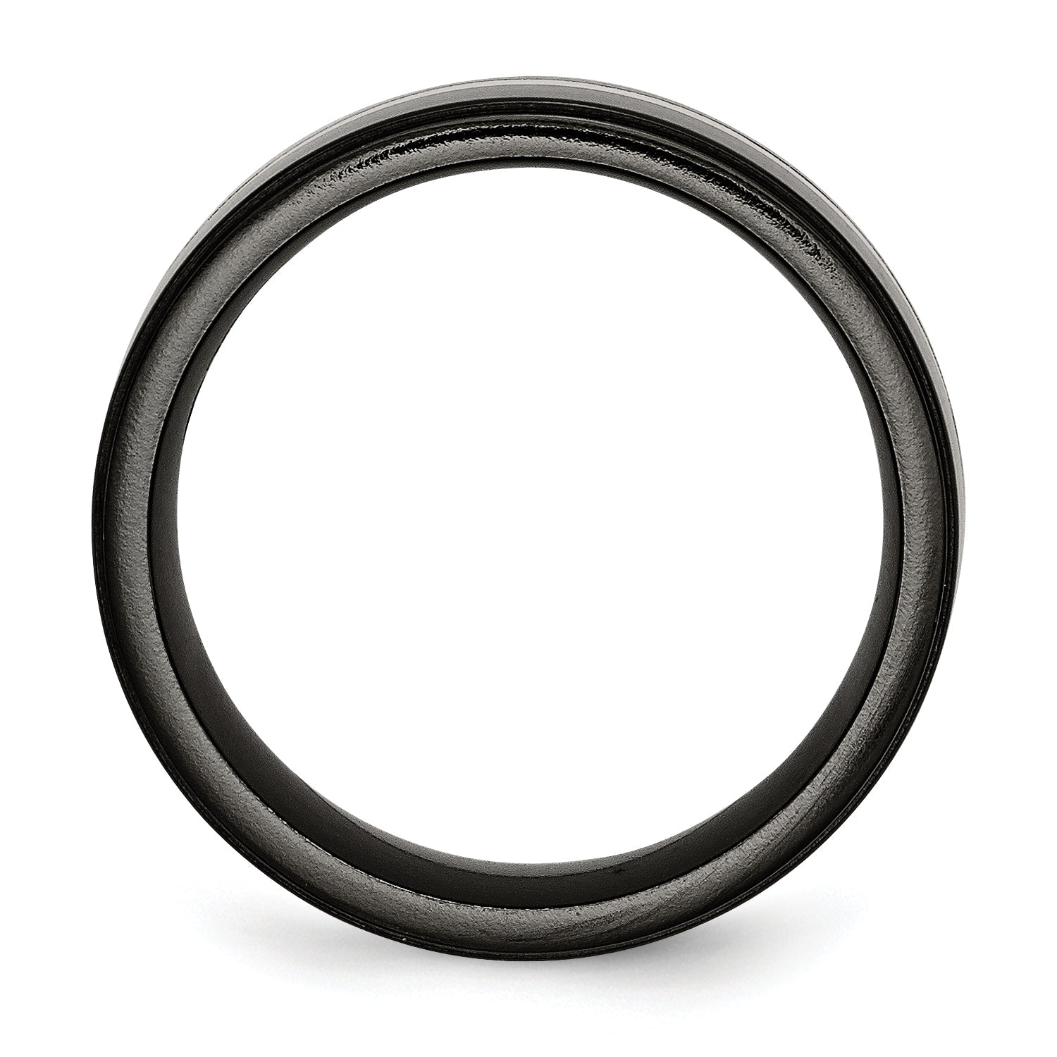 Titan/silver Bicolor Titan Schwarz Ti mit Sterlingsilber Einlage Poliert 10mm Ring