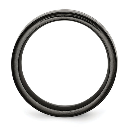 Titan/silver Bicolor Titan Schwarz Ti mit Sterlingsilber Einlage Poliert 10mm Ring