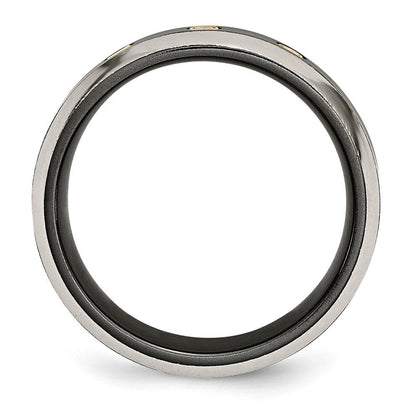 Titan Schwarz Ti 14K Einlage 1/10ct Diamant Abgeschrägt Kante 7mm Ring (size 11.5 Nur)
