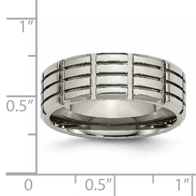 Titan 8mm Gerillt Poliert Ring
