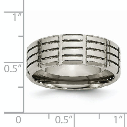 Titan 8mm Gerillt Poliert Ring