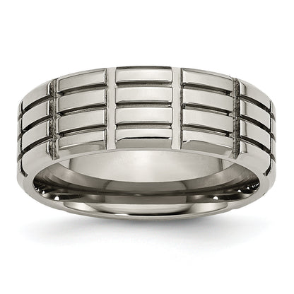 Titan 8mm Gerillt Poliert Ring