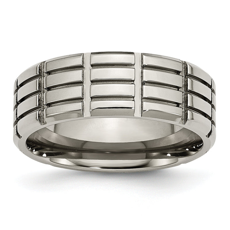 Titan 8mm Gerillt Poliert Ring