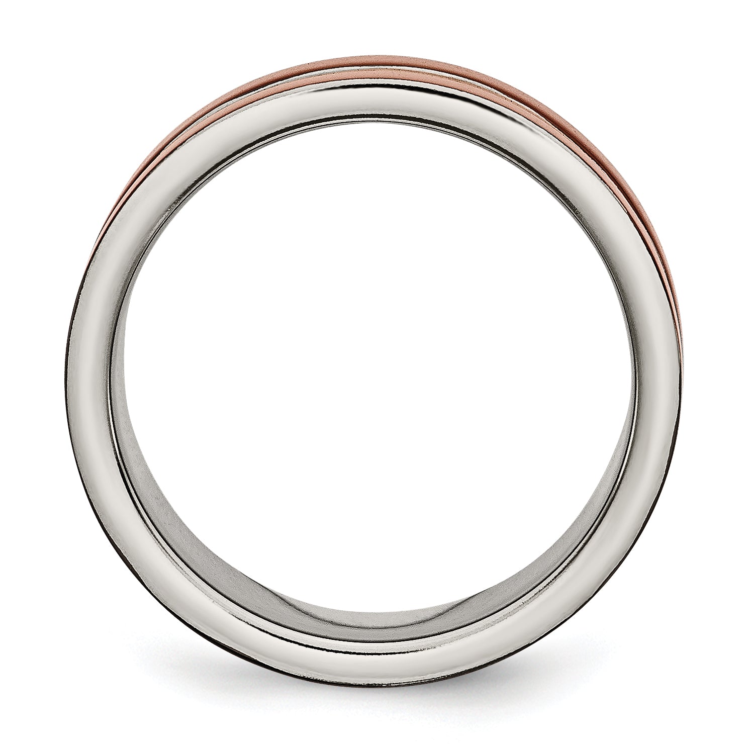 Titan Gerillt 8mm Braun Ip Beschichtet Poliert Gebürstet Mittig Ring