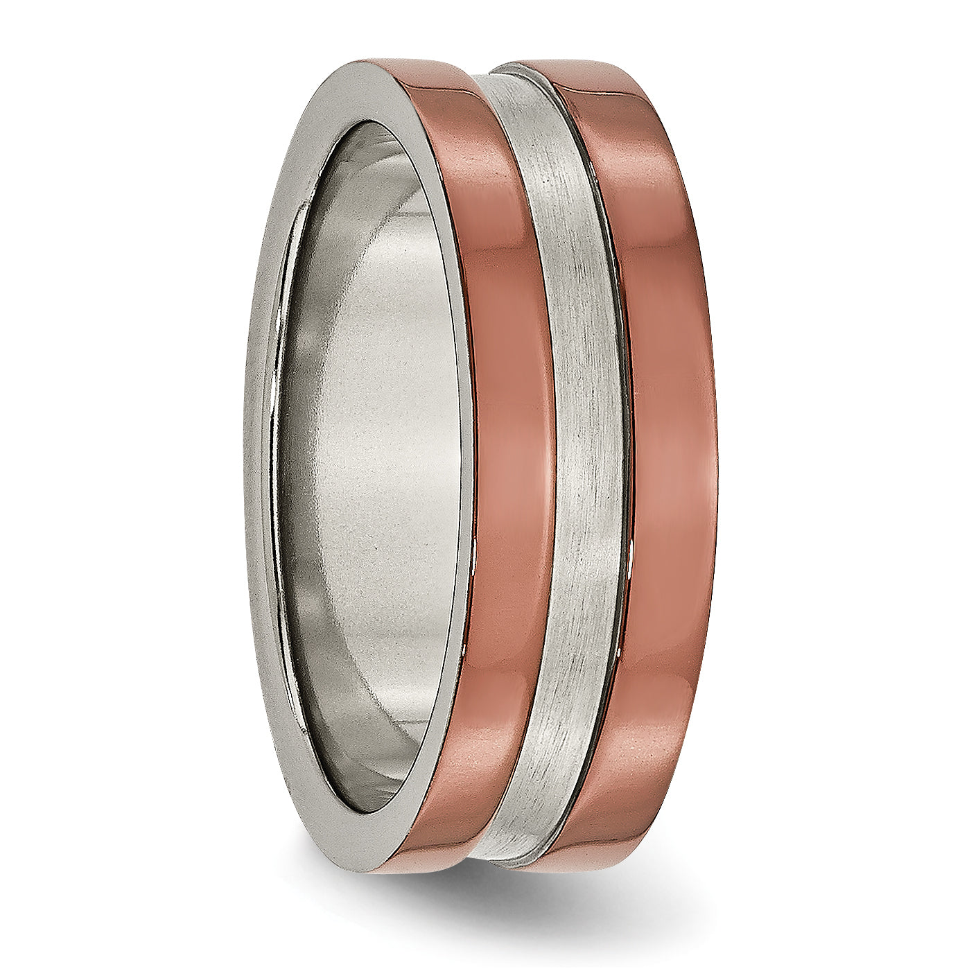 Titan Gerillt 8mm Braun Ip Beschichtet Poliert Gebürstet Mittig Ring