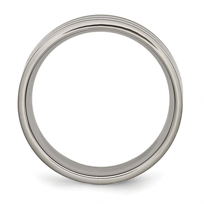 Titan Poliert Schwarz Ip Beschichtet Striped 8mm Ring