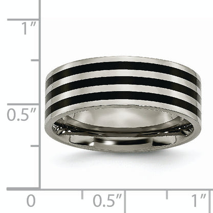 Titan Poliert Schwarz Ip Beschichtet Striped 8mm Ring