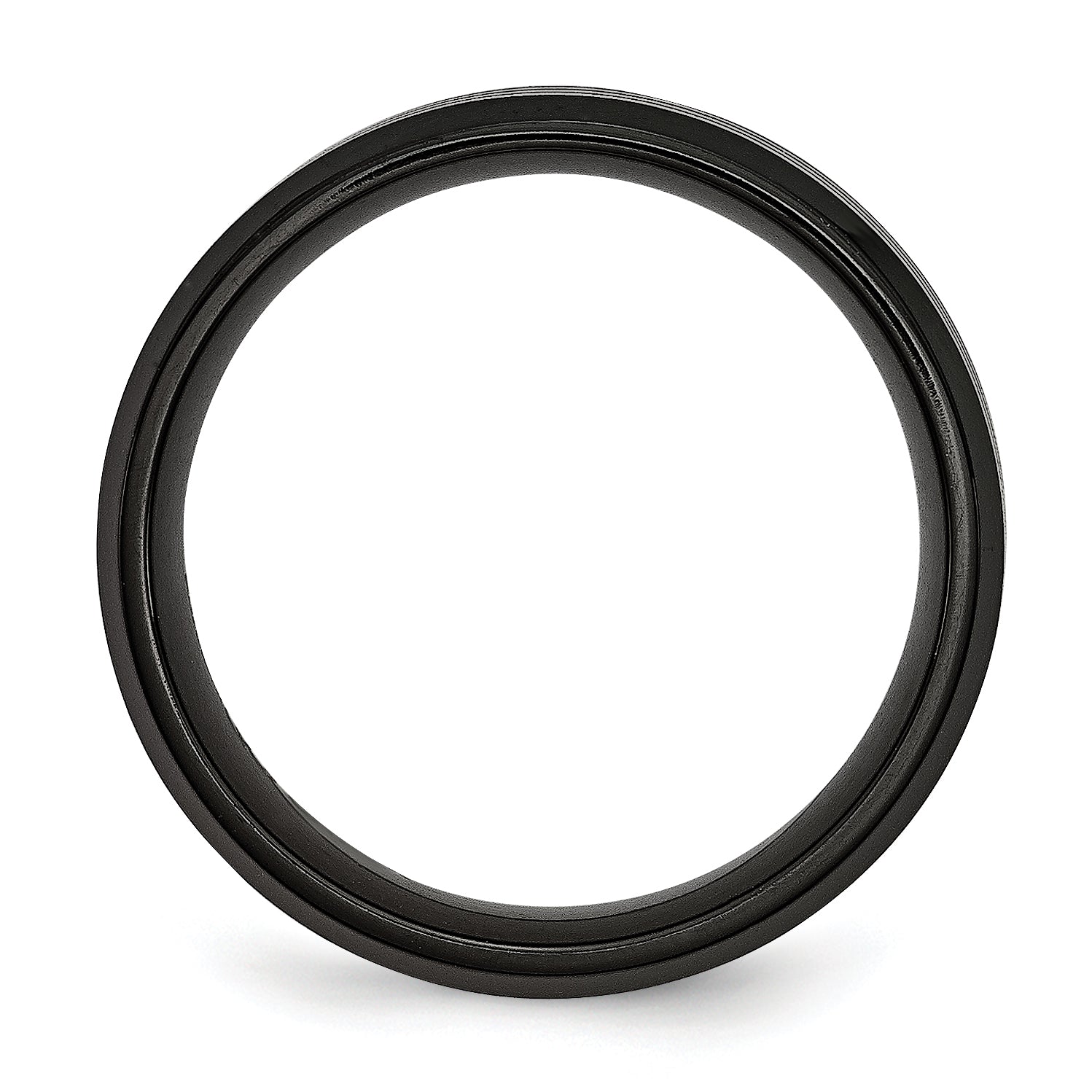 Titan Gebürstet & Poliert Schwarz Ip Beschichtet Striped 8mm Ring