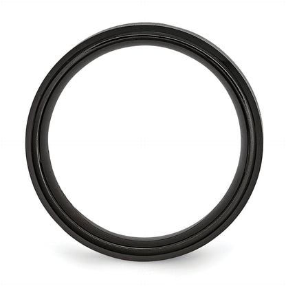 Titan Gebürstet & Poliert Schwarz Ip Beschichtet Striped 8mm Ring